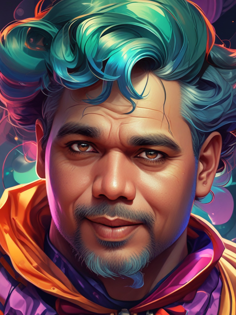AI Headshot: Closeup portrait of {prompt} as a clown, highly detailed, surreal, expressionless face, bright colors, contrast lighting, abstract background, art by wlop, greg rutkowski, charlie bowater, magali villeneuve, alphonse mucha, cartoonish, comic book style