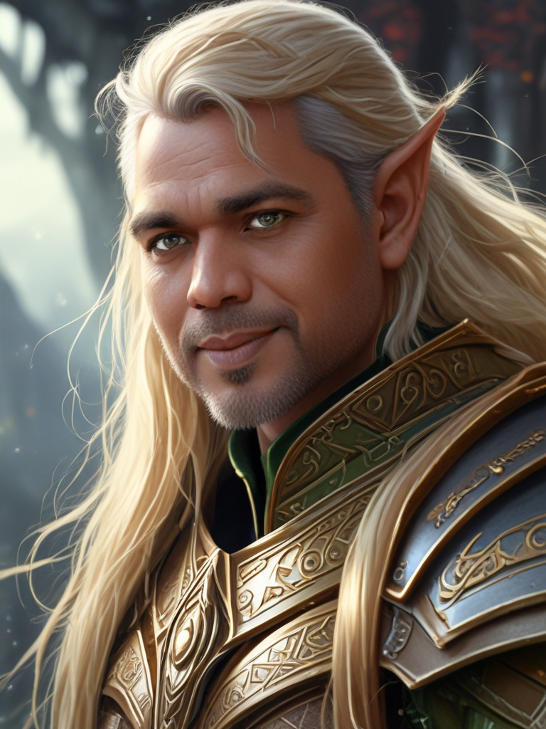 AI Headshot: Closeup portrait of {prompt} as an elf with long blond hair, fantasy concept art, intricate details, detailed armor, majestic background, art by wlop, Greg Rutkowski, digital painting, smooth lighting, looking towards the viewer