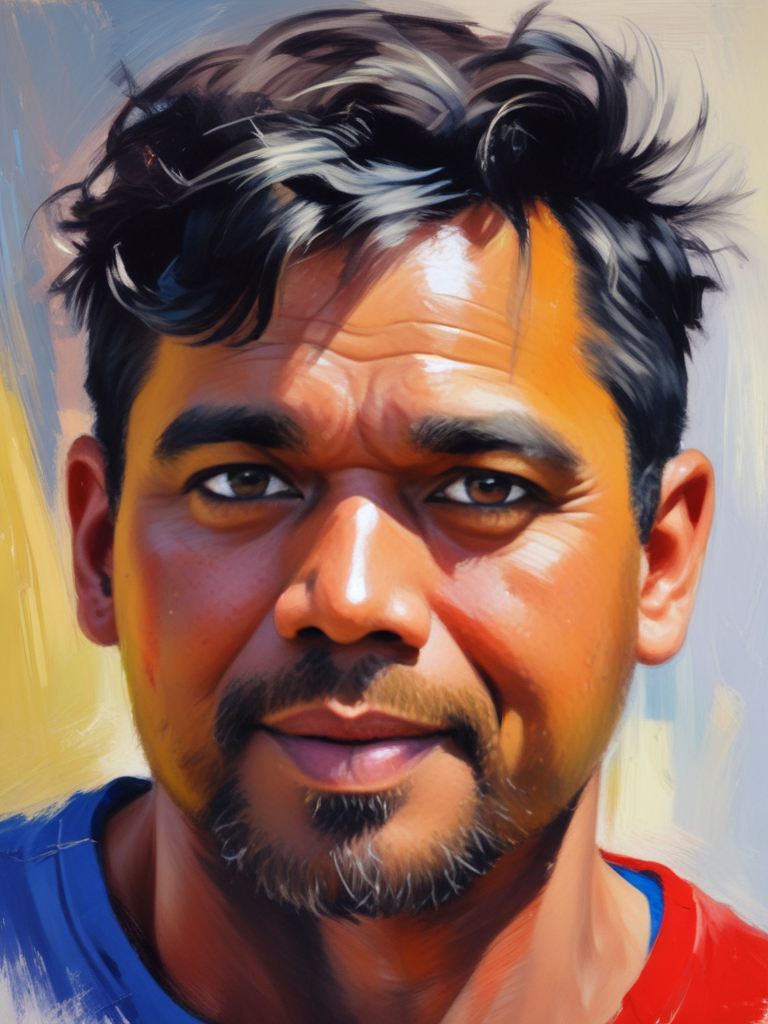 AI Headshot: Portrait, impressionist painting of {prompt}, loose brushwork, vibrant color, light and shadow play, headshot, artistic