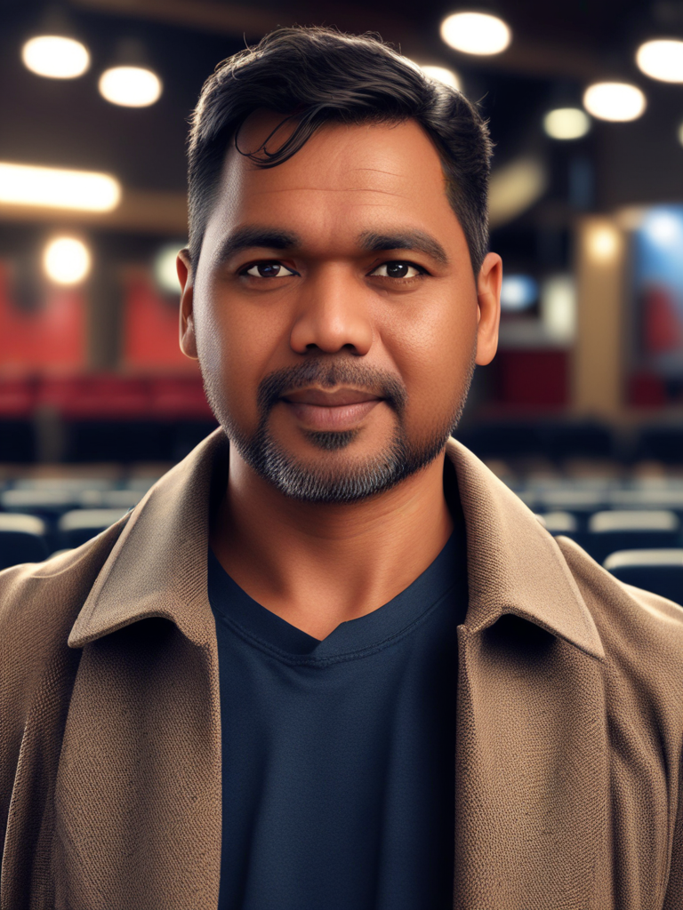 AI Headshot: headshot of {prompt}, Leisure Informal clothing, in a Theater background,Theater background, Half-body digital photo , realistic, highly detailed, photorealistic, 8k, looking towards the camera